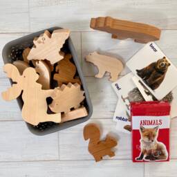 Wooden Woodland Animal Toys Montessori Maple & Cherry Set - thumbnail 2