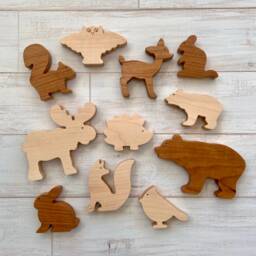 Wooden Woodland Animal Toys Montessori Maple & Cherry Set - thumbnail 3