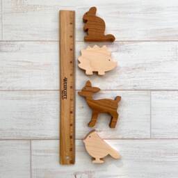 Wooden Woodland Animal Toys Montessori Maple & Cherry Set - thumbnail 4