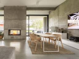 Solid Oak Dining Table, Wood Table Top, White Kitchen Metal Frame in Scandinavian Style Basic Tre