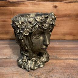 Stone Garden Gold Female Bust Planter Plant Pot Statue Ornament - thumbnail 2