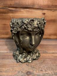Stone Garden Gold Female Bust Planter Plant Pot Statue Ornament - thumbnail 1