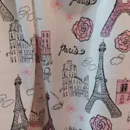 Pink Eiffel Tower Valance, Glitter Paris Girl's Room Curtain - thumbnail 4