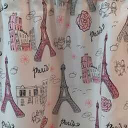 Pink Eiffel Tower Valance, Glitter Paris Girl's Room Curtain - thumbnail 3