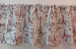 Pink Eiffel Tower Valance, Glitter Paris Girl's Room Curtain
