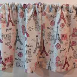 Pink Eiffel Tower Valance, Glitter Paris Girl's Room Curtain - thumbnail 2