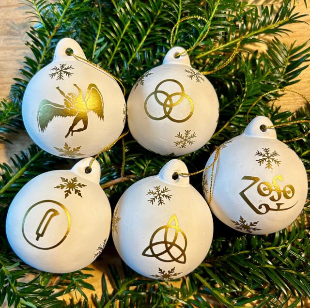 Led Zeppelin Inspired Christmas Baubles ~ Ceramic Cast Baubles 5 Designs Choice Of Colours
