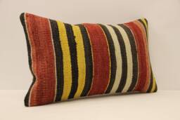 Vintage Turkish Kilim Pillow Throw Pillow Accent Sofa Lumbar Covers 12X20 in - 30 X 50 cm 4Oef-674 - thumbnail 1
