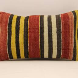 Vintage Turkish Kilim Pillow Throw Pillow Accent Sofa Lumbar Covers 12X20 in - 30 X 50 cm 4Oef-674 - thumbnail 2