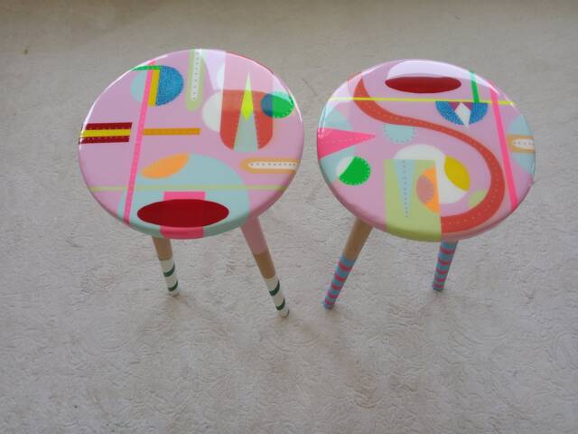 Handmade Pink Resin Coffee Table, Boho Neon Art - image 1