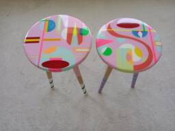 Handmade Pink Resin Coffee Table, Boho Neon Art - thumbnail 1