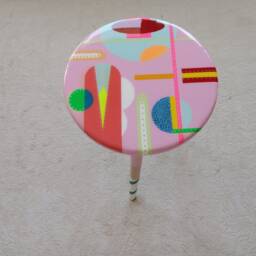 Handmade Pink Resin Coffee Table, Boho Neon Art - thumbnail 4