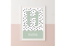 Personalised Initial Print, Nursery Prints, Baby Shower Gift, Decor, New Gifts, Girls Bedroom Boys Decor - thumbnail 1