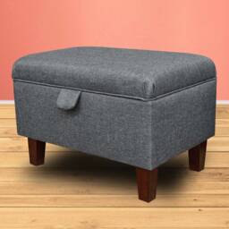 Handmade Grey Storage Ottoman - Sawana Upholstery Fabric Bespoke British Made - thumbnail 4