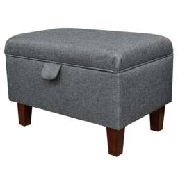 Handmade Grey Storage Ottoman - Sawana Upholstery Fabric Bespoke British Made - thumbnail 1
