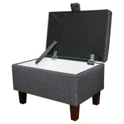 Handmade Grey Storage Ottoman - Sawana Upholstery Fabric Bespoke British Made - thumbnail 2
