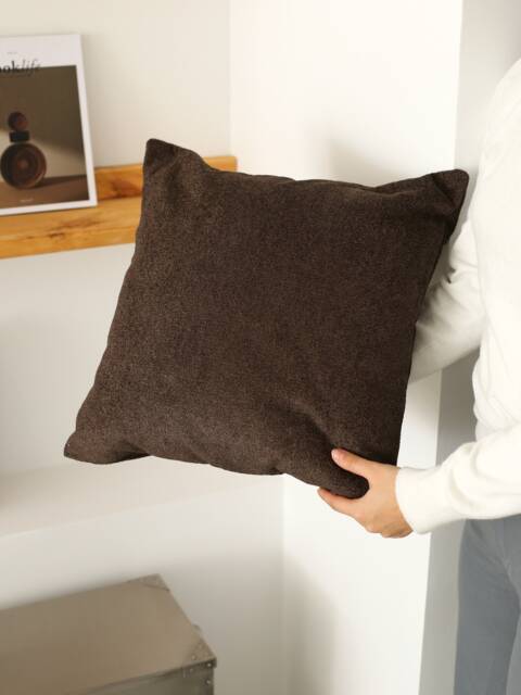 Soft Teddy Boucle Brown Throw Pillow Cover, Boho & Comfy Any Customized Size Lumbar Case, Textured Cushion Decors - image 1