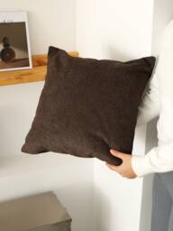 Soft Teddy Boucle Brown Throw Pillow Cover, Boho & Comfy Any Customized Size Lumbar Case, Textured Cushion Decors