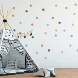 Boho Chic Round Polka Dot Wall Decal Stickers Peel & Stick Removable Home Art Vinyl For Kids Nursery Childrens Bedroom - thumbnail 2