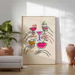 Cheers Poster, Bar Wall Art, Print Decor, Cocktail Poster Prints, Celebration Art Gift, Quote Print, Drinks Party Posters - thumbnail 2
