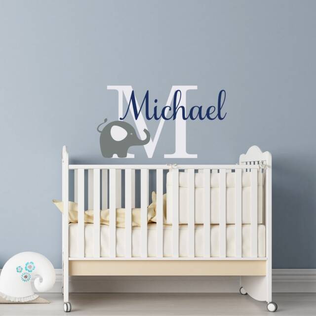 Elephant Name Monogram Wall Decal - Nursery Decor Ww198 - image 1