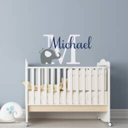 Elephant Name Monogram Wall Decal - Nursery Decor Ww198 - thumbnail 1