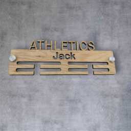 Athletics Personalised Medal Display Hangers With Rope Or Standoffs - Wood, Tiers & Size Options - thumbnail 2