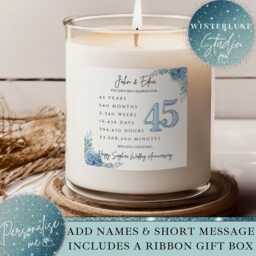 Personalised 45Th Wedding Anniversary Candle Gift Set, Sapphire Anniversary, Milestone Candle, Keepsake Mum & Dad - thumbnail 1