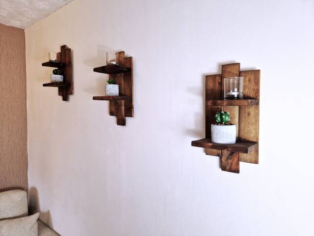 Handmade Rustic Farmhouse Shelves - Set Of 3 Wooden Wall - image 1