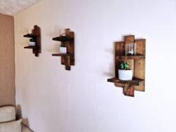 Handmade Rustic Farmhouse Shelves - Set Of 3 Wooden Wall - thumbnail 1