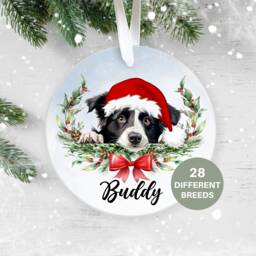 Personalised Border Collie Christmas Decoration, Ornament, Tree Bauble Pet Lover New Puppy - thumbnail 1