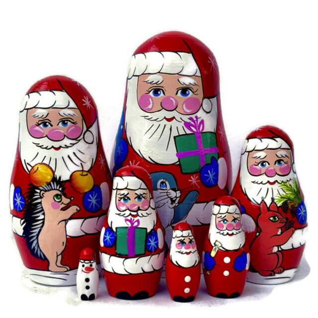 Handmade Santa Nesting Dolls Christmas Decor, Montessori Toy - image 1