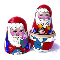 Handmade Santa Nesting Dolls Christmas Decor, Montessori Toy - thumbnail 4