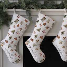 Personalized Kids Christmas Stockings - Custom Name Holiday Sock For Family Quilted Stocking With Rustic Farmhouse Decor - thumbnail 2