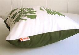 Olive Green Print On Off-White Cardinal Agapanthus-Mini 10.5 Inches Square Pillow - thumbnail 3