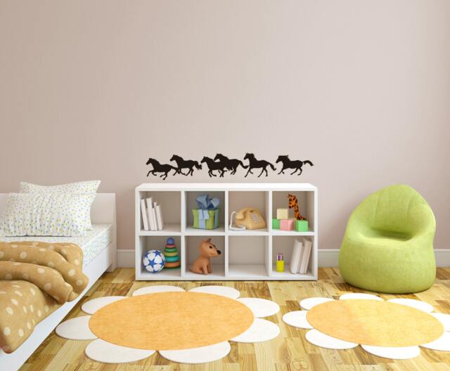 Running Horses Wall Decal - Equestrian Decor, Horse Silhouette Art - image 1