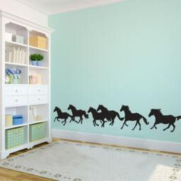 Running Horses Wall Decal - Equestrian Decor, Horse Silhouette Art - thumbnail 2