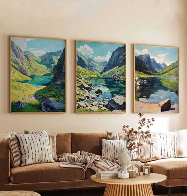 Set Of 3 Cwm Idwal Conwy Valley Snowdonia Travel Poster, UK Wall Art, Scenic Print, British Landscape - image 1