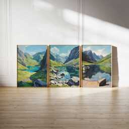 Set Of 3 Cwm Idwal Conwy Valley Snowdonia Travel Poster, UK Wall Art, Scenic Print, British Landscape - thumbnail 2