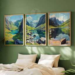 Set Of 3 Cwm Idwal Conwy Valley Snowdonia Travel Poster, UK Wall Art, Scenic Print, British Landscape - thumbnail 3