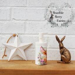 Soap Dispenser Baby Highland Cow Hand Wash Country Meadow Flowers Butterflies Decoupaged Glass Handmade - thumbnail 2