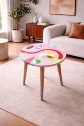 Funky Resin Coffee Table Colorful Abstract Boho Decor
