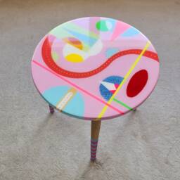 Funky Resin Coffee Table Colorful Abstract Boho Decor - thumbnail 4