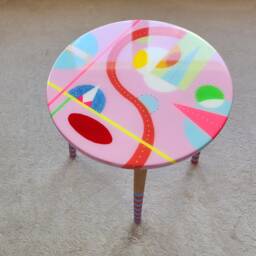 Funky Resin Coffee Table Colorful Abstract Boho Decor - thumbnail 3