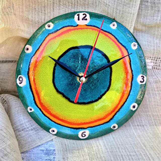 Small Ceramic Wall Clock - Turquoise Coastal Art Accent, Silent Mechanism, Ocean Inspired Housewarming Gift - image 1