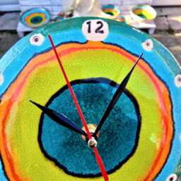 Small Ceramic Wall Clock - Turquoise Coastal Art Accent, Silent Mechanism, Ocean Inspired Housewarming Gift - thumbnail 2