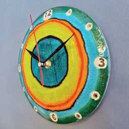 Small Ceramic Wall Clock - Turquoise Coastal Art Accent, Silent Mechanism, Ocean Inspired Housewarming Gift - thumbnail 4