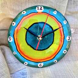 Small Ceramic Wall Clock - Turquoise Coastal Art Accent, Silent Mechanism, Ocean Inspired Housewarming Gift