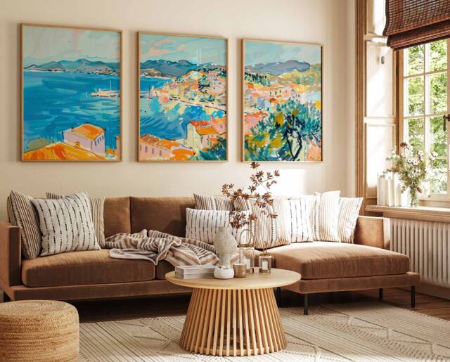 Set Of 3 Corsica Travel Prints, Posters, Wall Art, Greek Gift - image 1
