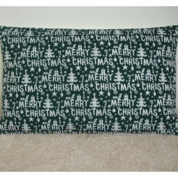 "Christmas Pillow Cover 12X16 Green & White Merry Xmas Holiday Lumbar Bolster Oblong Holidays Cushion Sham Case 16"" X 12"